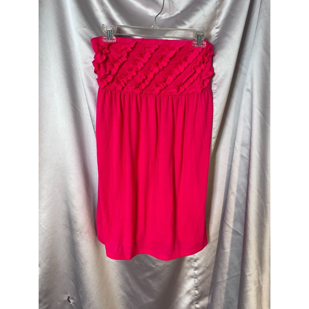 OP Ocean Pacific Neon Pink Strapless Tube Top Ruffle Babydoll Y2K 2000's Sz XL